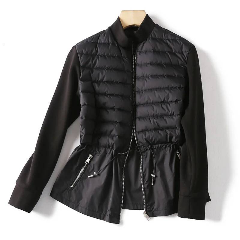 Autumn And Winter New Women's Commuter Knitted Splicing Casual White Duck Down Slimming Jacket Mdng260626
