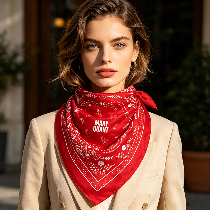 Double Sided Paisley Bandana Square Scarf Floral Dot Print Head Neck Scarf for Women