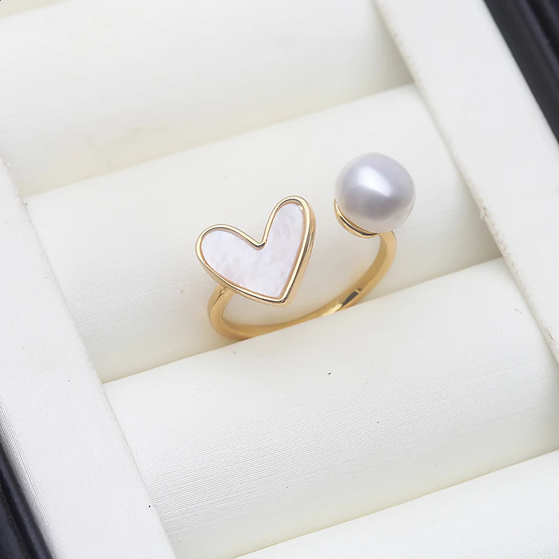 Freshwater Pearl Rings WomenWhite Black Adjustable Natural Cultured Pearl Rings 925 Silver Mother Birthday Gift 260623