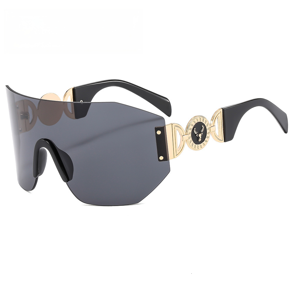 Designer's New European And American Frameless One-piece Sunglasses Fashion Sports Men's And Women's Outdoor Cycling Glasses Large Fr