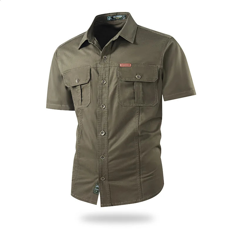 2026 Style American ShortSleeved Cotton Shirt for Men Workwear Outdoor LooseFitting Casual MultiComplimentary 260626