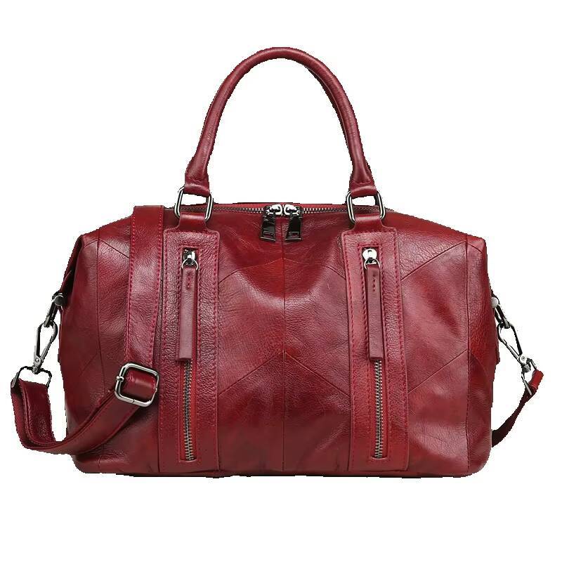 Woman Bags 2026 Genuine Leather Women Handbag Casual Handbags Top Quality Double Zipper Pocket Boston Shoulder Crossbody Bag A559