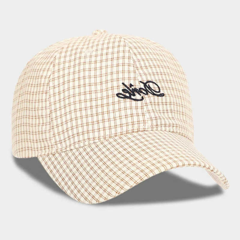 Letter Plaid Korean Embroidered Style Baseball Summer Versatile Wide Brim Soft Top Hat Face Slimming Effect M260626