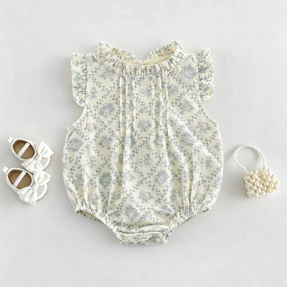 Summer new style baby one-piece dress for girls trendy lace floral princess romper with ruffled trim Y260625A2QL