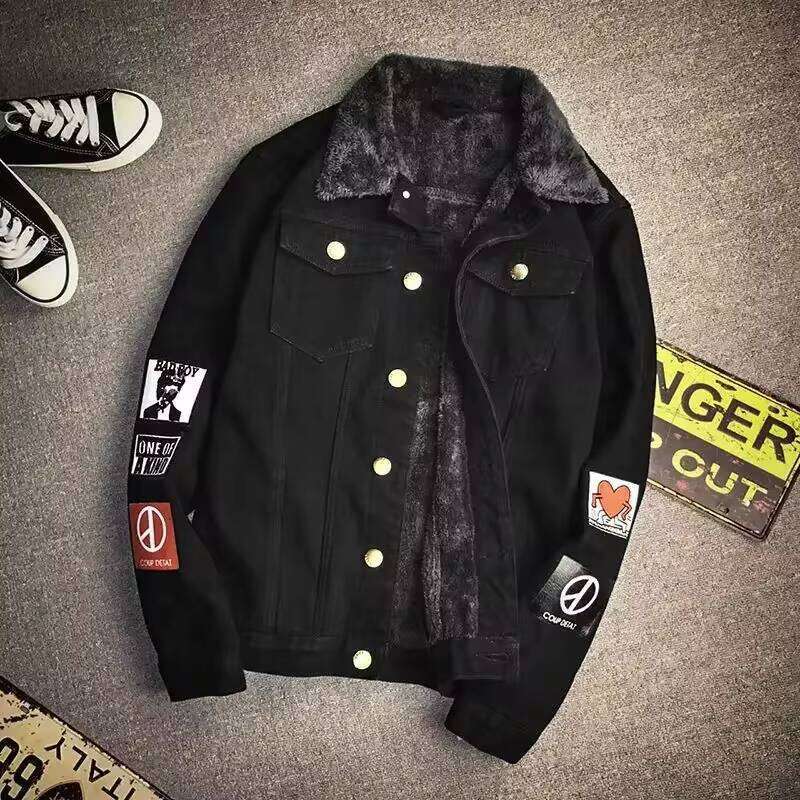 Loose With Print Men's Denim Jacket Korean Popular Clothes Male Jean Coats Korea Cheap Price Stylish Winter Outerwear of Fabric W260626