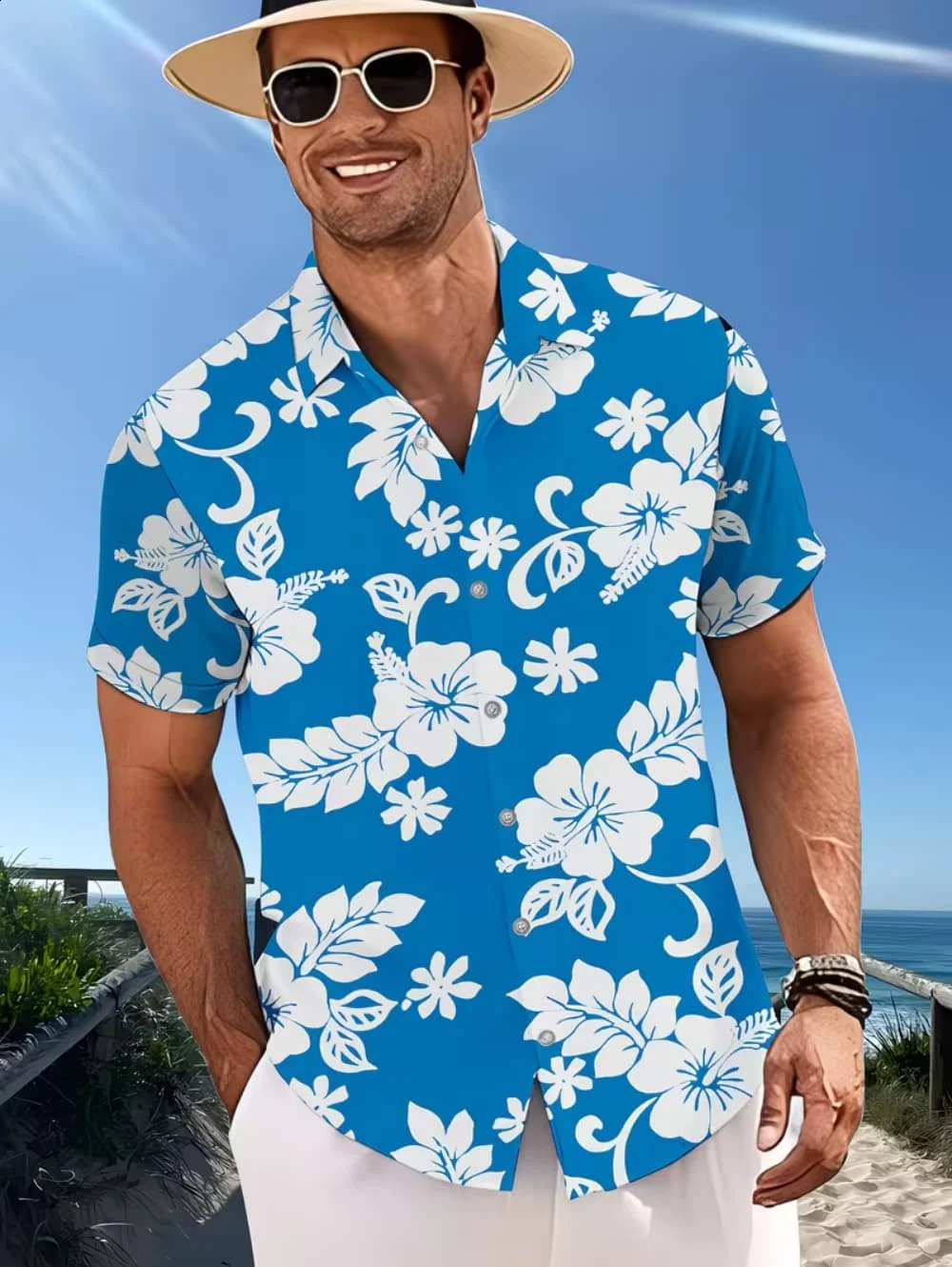 2026 Summer Mens Hawaiian Shirts for Beach Retro Floral Print Short Sleeve Lapel Shirt Oversized Casual Loose Hawaii Shirt Top 260624