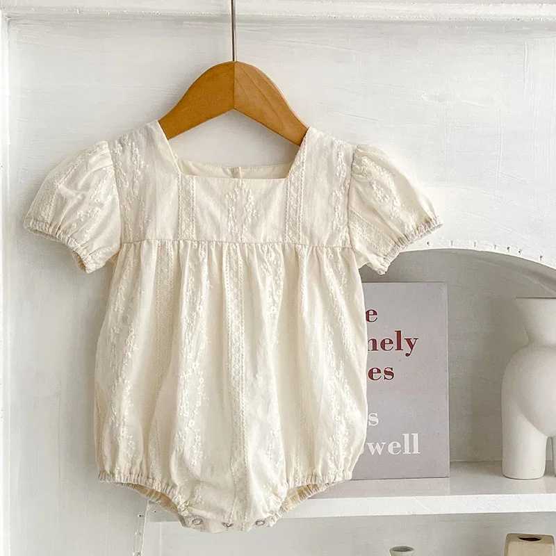 2025 Baby Girl Romper Summer 0-24M Children Clothes Korean Style Climbing Suit Short Sleeved Cotton Embroidery Newborn Romper Y260625UQAG