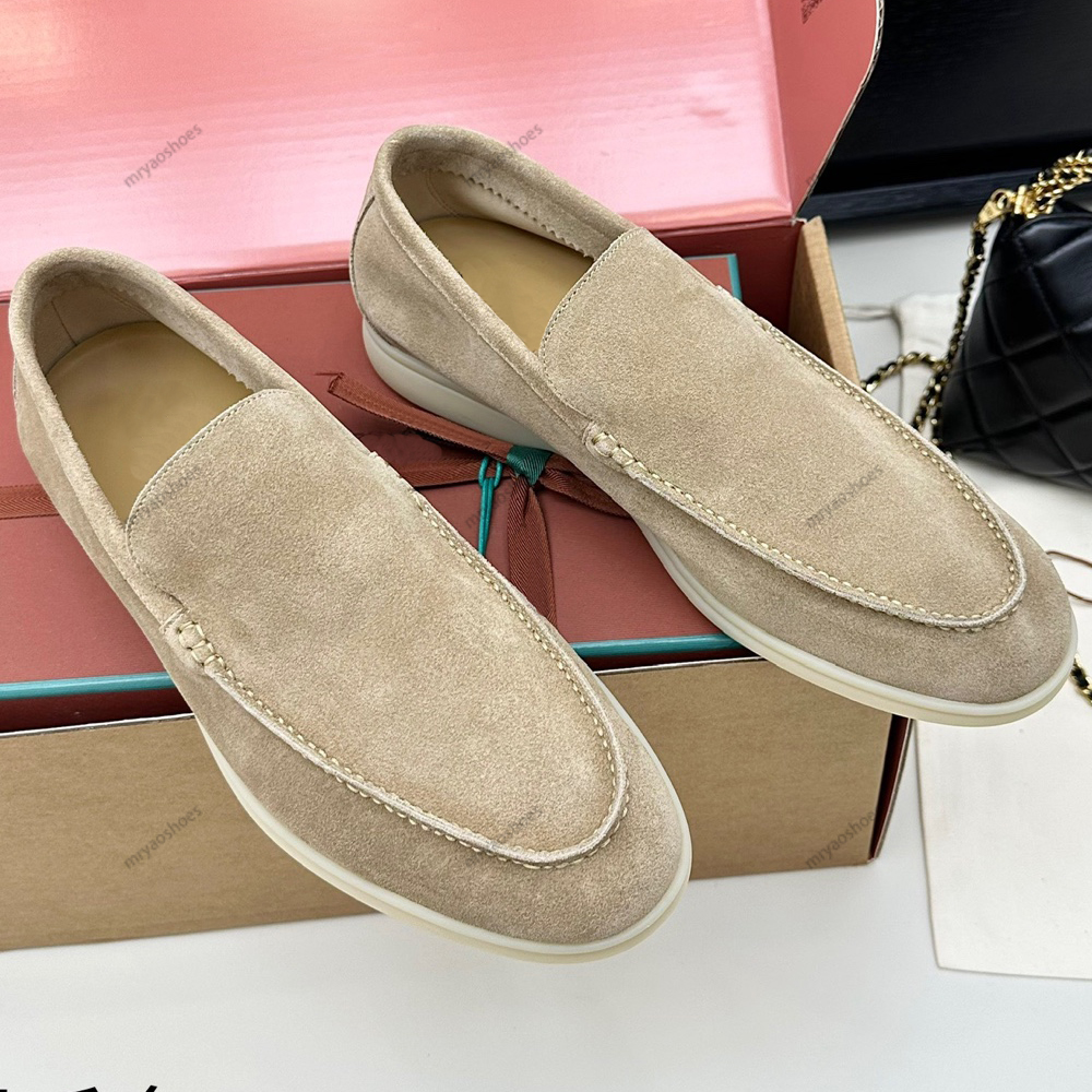 12A Loafers Suede Designers Men Flats Heel Classic Solid Dress Shoes Top Quality Comfortable and Soft Handmade Round Toes Casual Shoes 39-47 with bo