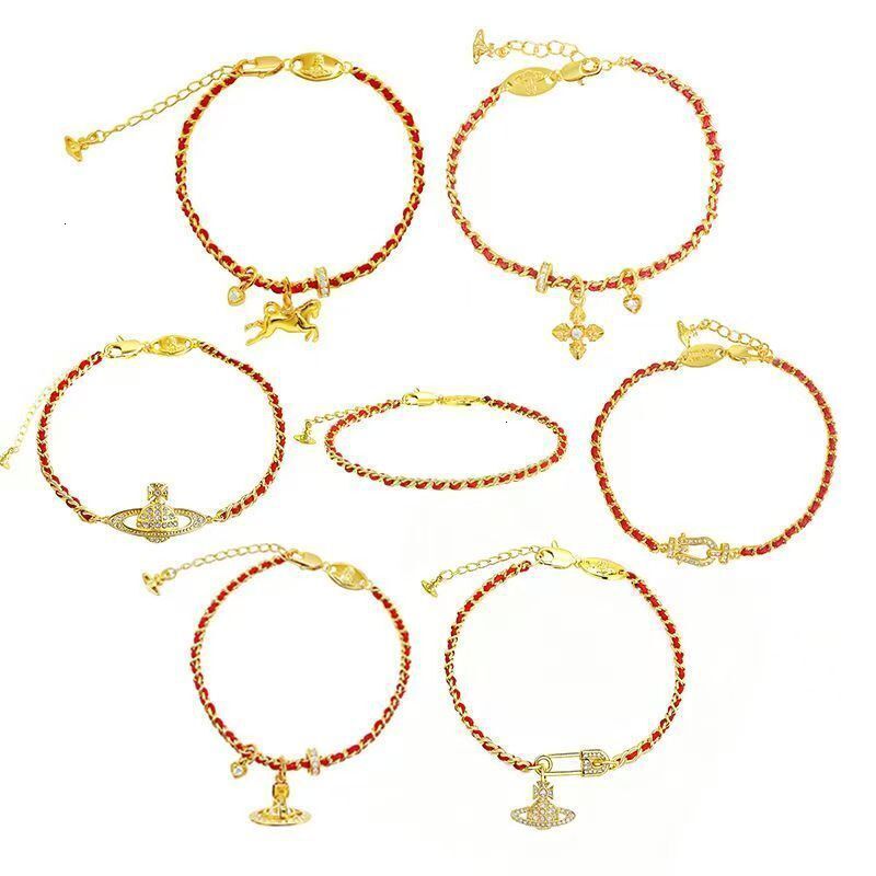 Saturn Jewelry Designer Vivienneewestwood Vivi Ennewestwood Luxury Bracelet For Woman Men Luxe Bangle Vivienme Viviennelies Westwoodies Red String B