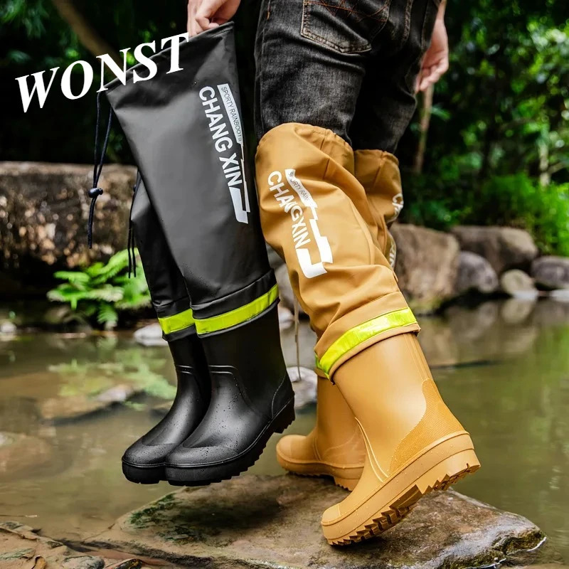 Mens Rain Boots Fashion HighTop for Men LongTube Waterproof Work Rubber Shoes NonSlip Outdoor Fishing 260626BJ