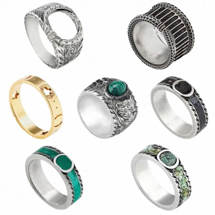 Love Ring Designer Heart Band Rings for Women Mens Jewelry Luxury Fashion Unisex Gold Silver Rose Colors Stainless Steel Lady Party with Green bo-image-951074214