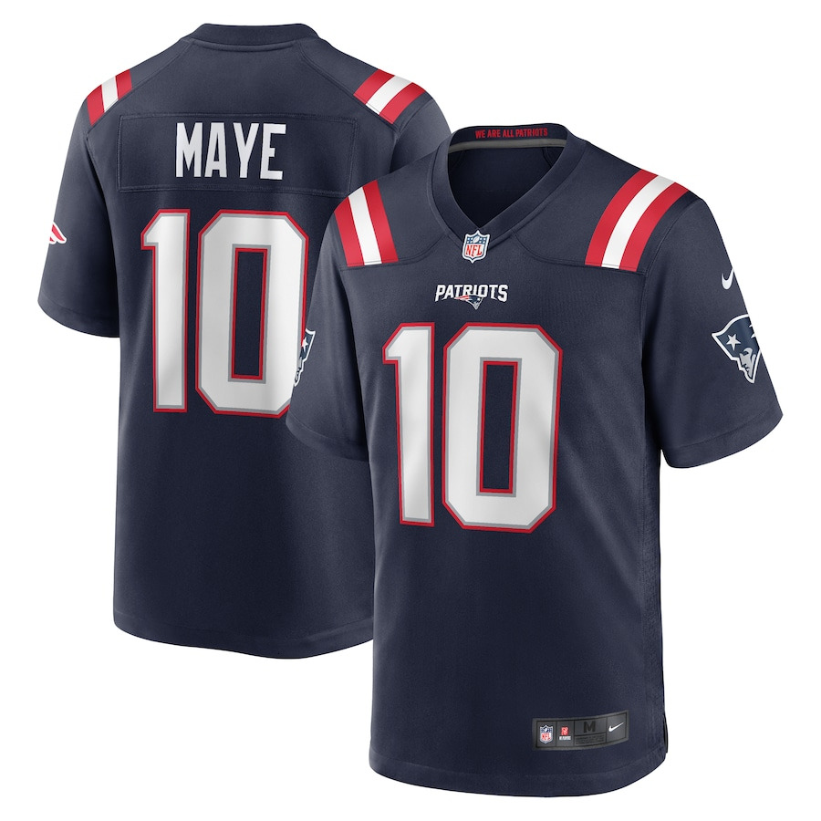 Men's New England Patriots Drake Maye Navy Player Game Jersey Custom Game Jersey