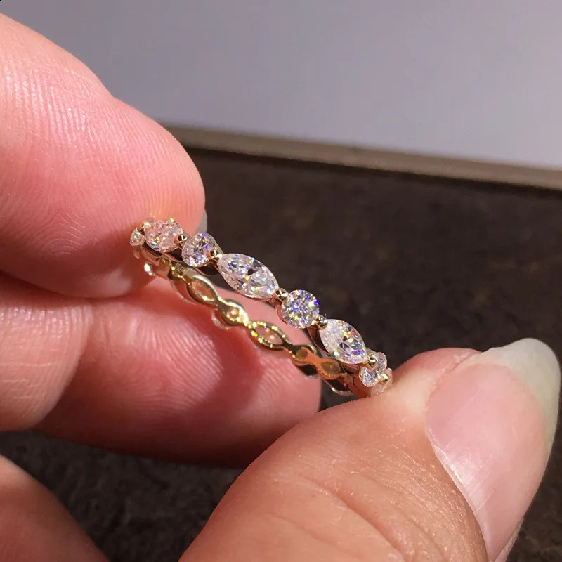 925 Sterling Silver Cubic Zirconia Rings for Women Gold Color Simple Stylish ly ned Rings Elegant Temperament Jewelry 260625