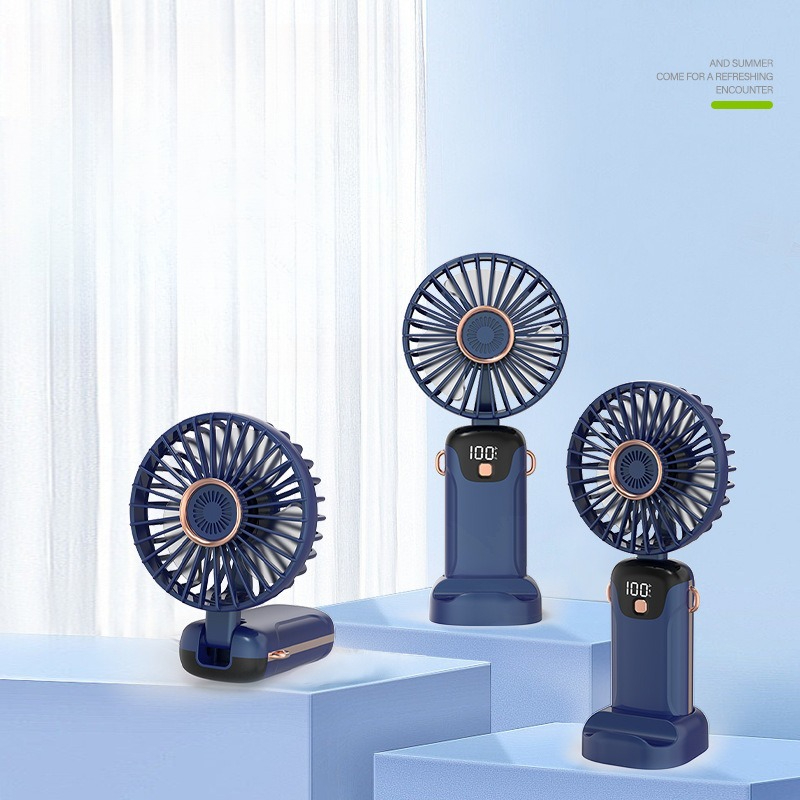 Digital Hand Fan 1200mAh Neck Hanging Phone Holder 3 In 1 USB Portable Fan-image-1112409952