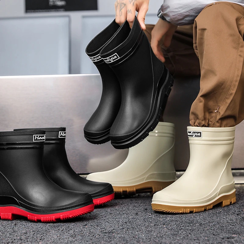 2026 Men Rain Shoes Boots Waterproof Rubber for Fishing Husband Work Safety Man MidTube NonSlip Water 260626BJ