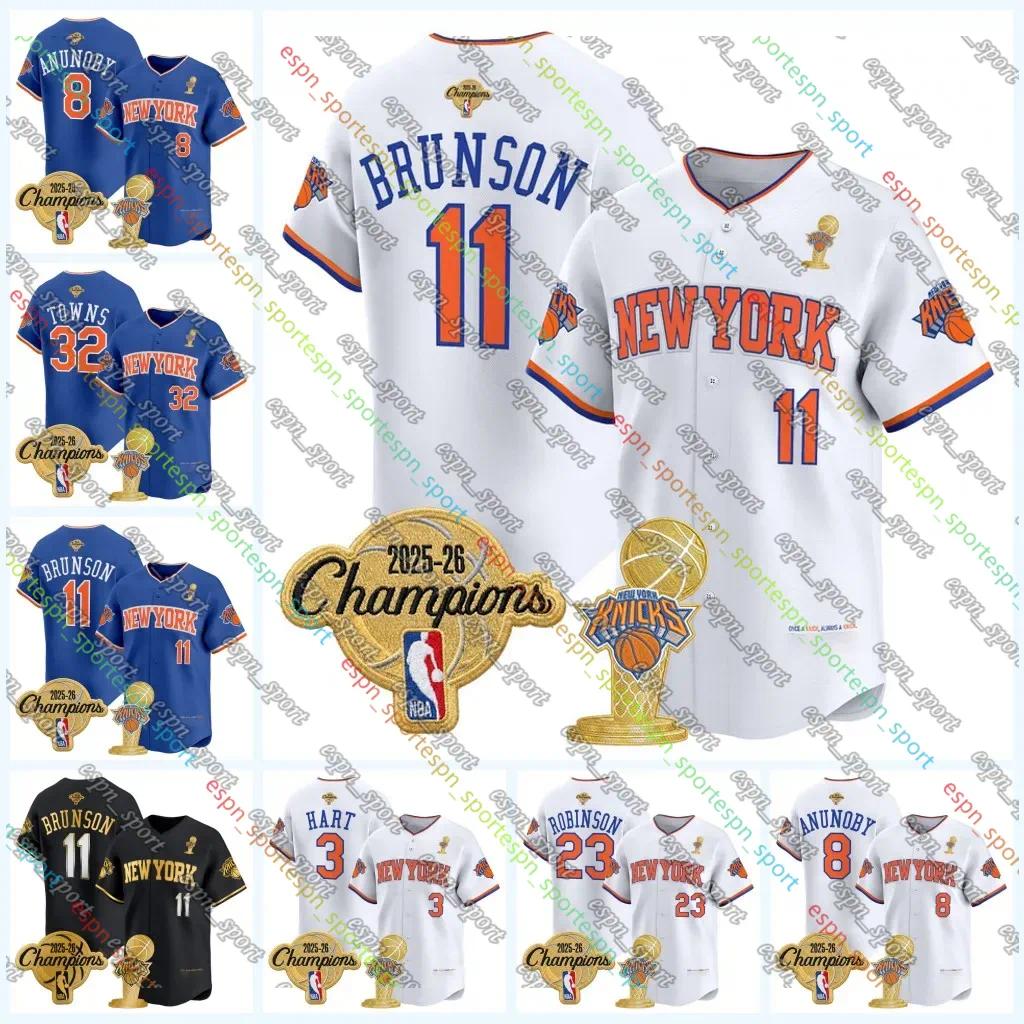 NewYork Knicks 2026 Final Champion Baseball Jersey Jalen Brunson Karl-Anthony Towns Mikal Bridges Miles McBride Kevin McCullar Jr. OG Anunoby Josh H