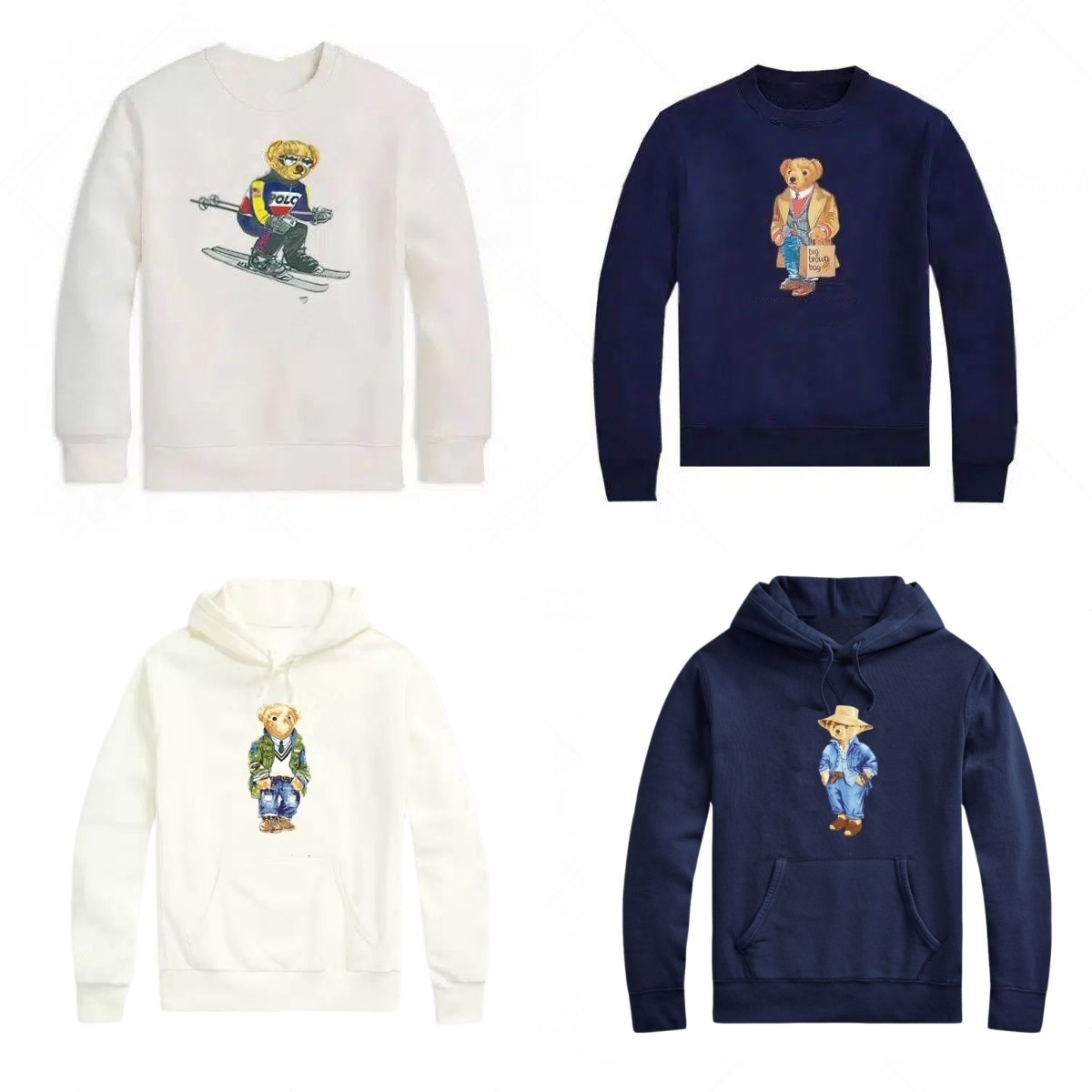 Polo Bearsweatshirt hommes quart zip haut en coton designer pulls en tricot pull homme broderie demi fermeture éclair luxe décontracté petit chev