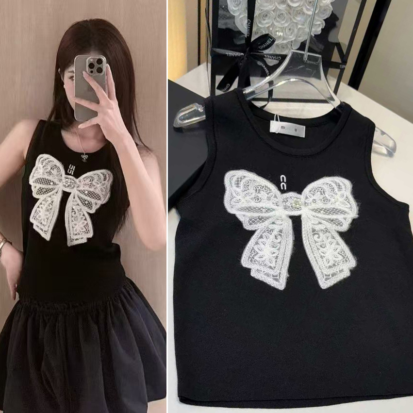Luxury MM tank top Women Preppy Balletcore Vest Crop Tops with Metal Letter Heavy Industry Slim Fit Camis