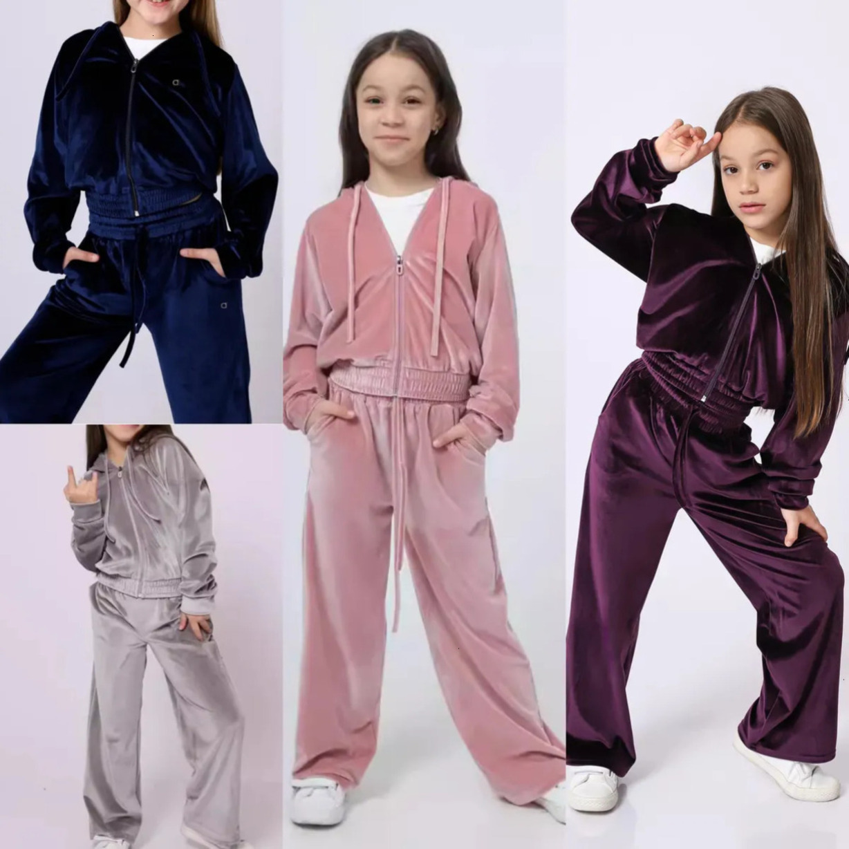 2026 Gym Clothe Set Fall/Winter Kids Fashion 3D Silver Sports Hooded Velvet outdoor Leisure Hoodies Loose Straight Sweat Free Shipping