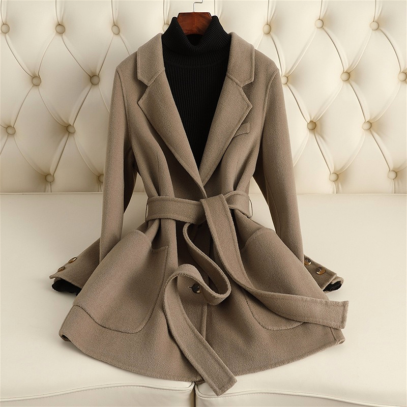 D4514 New wool coat short style fashionable high-end loose design double-sided velvet coat for women-image-1112374249