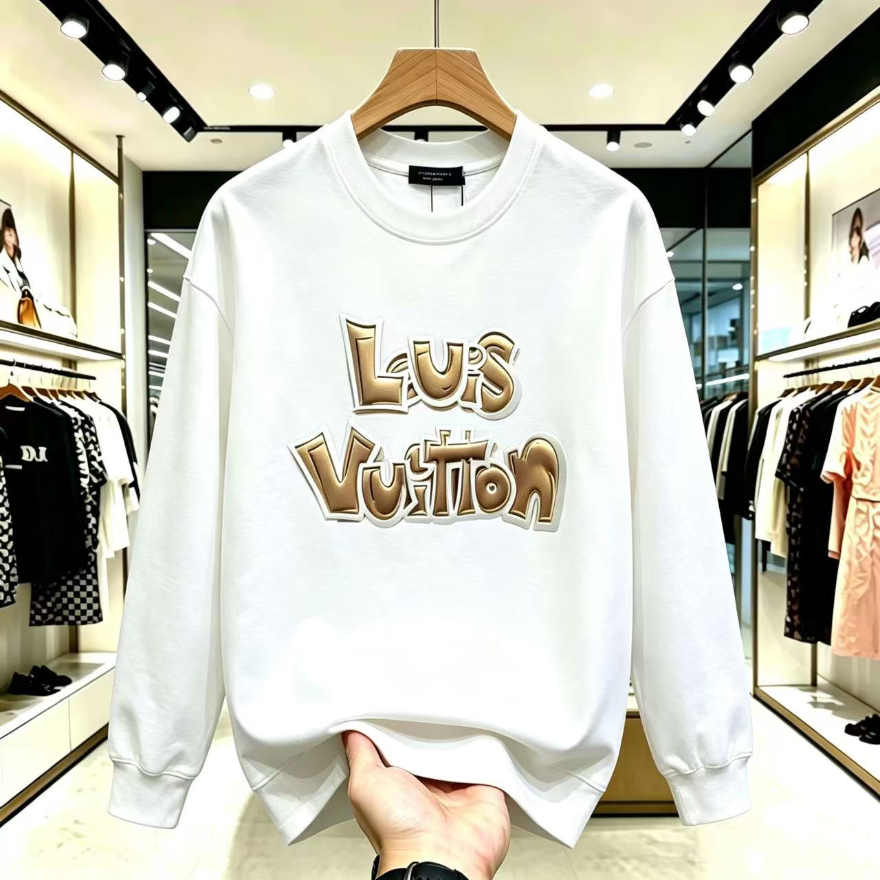 Autumn/Winter Men's European 26New Light Luxury Hoodie Fashionable Couple Round Neck Long Sleeve Printed Casual Trendy Hoodie