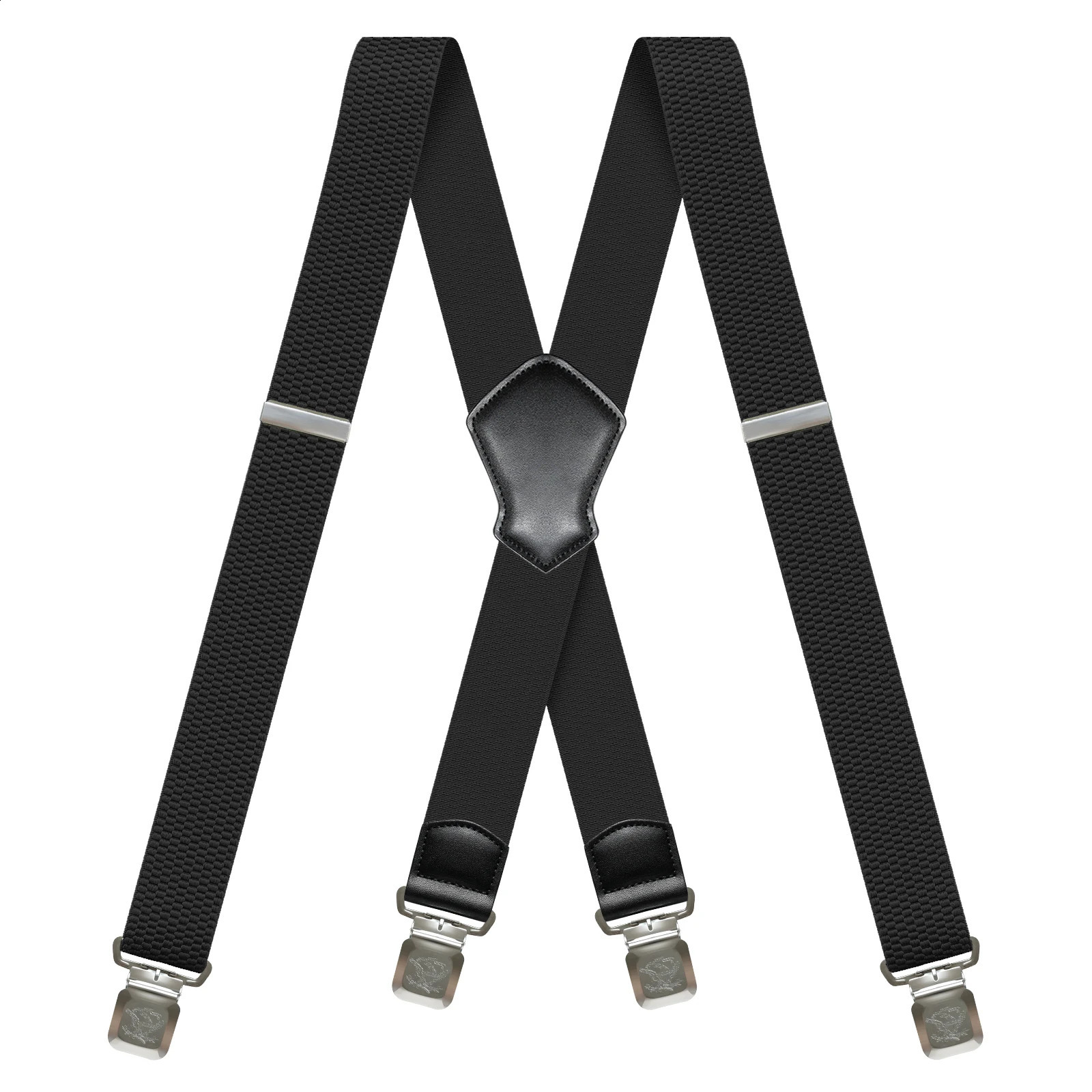 Bretelles noires robustes pour hommes, 16 pouces de large, pour jean, robe, pantalon, dos X, élastiques, bretelles de travail réglables, 260626