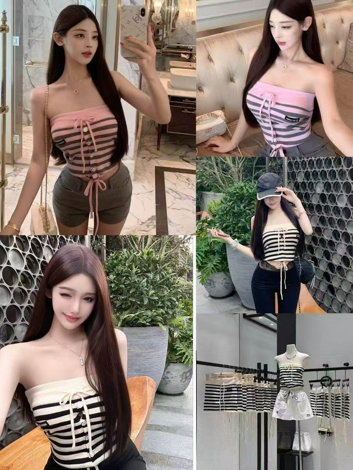 Sexy Striped Color-Block Knit Tube Top for Women, 2026 Summer New Arrival, Icy Silk Thin Versatile Slim-Fit Camisole Top