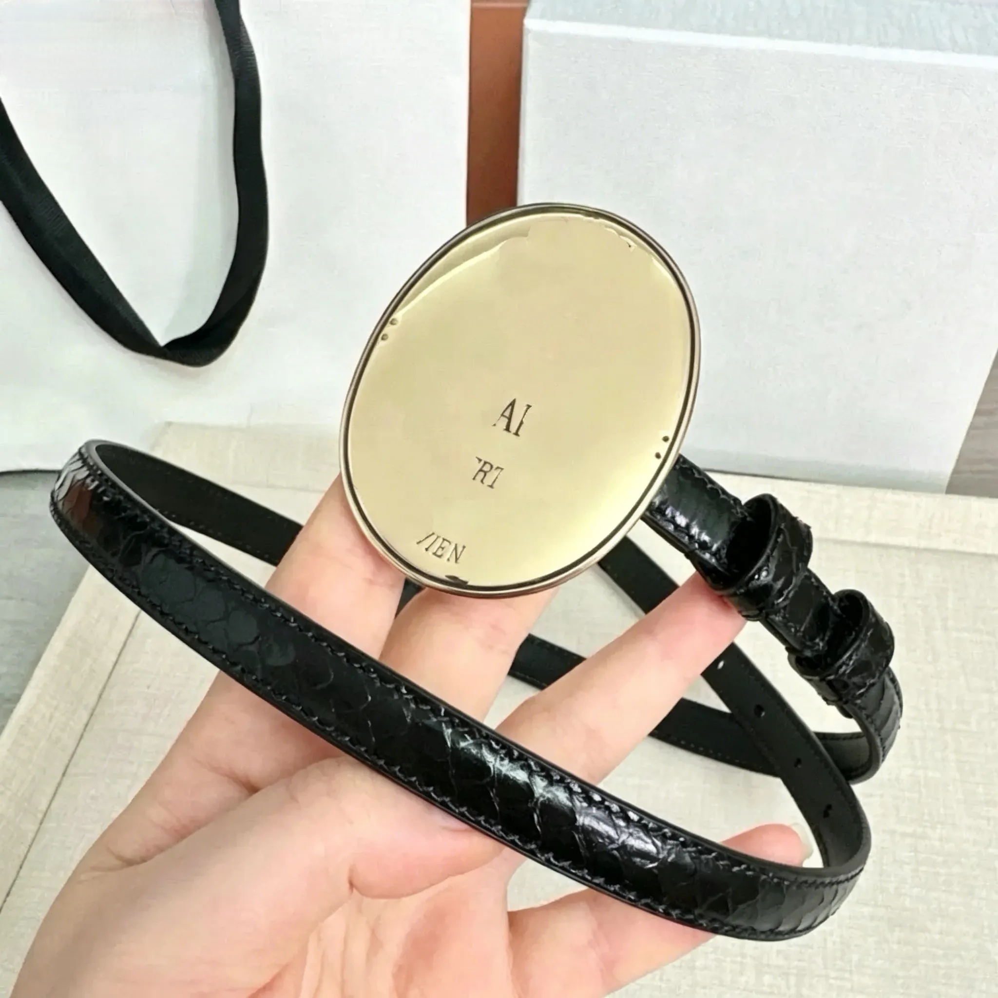 belt New belt Designer Women Belt Fashion Big Buckle Thin Belt width 1.3cm Retro collar buckle women hight quality genuine leather belt with box