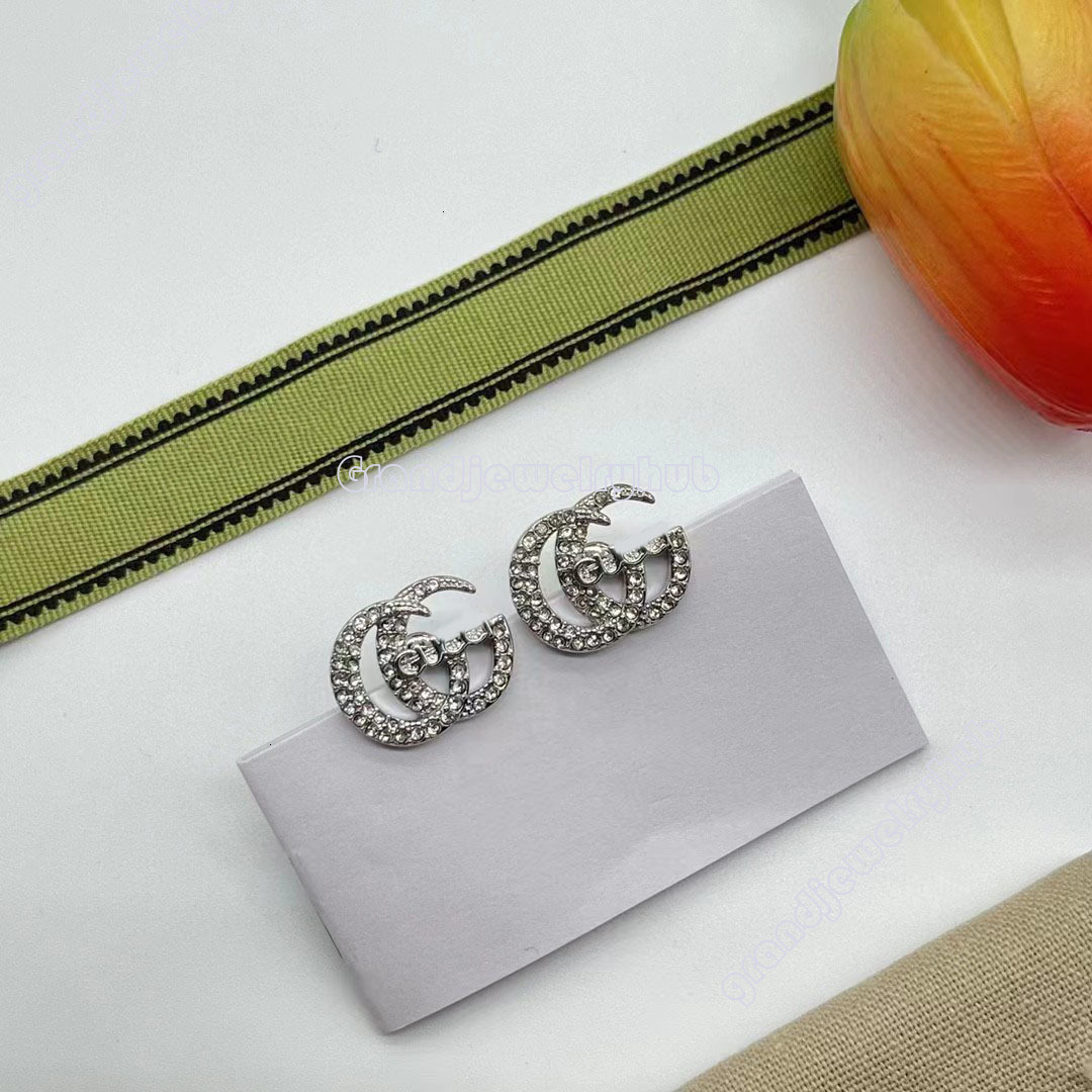 hoop gg earrings G Vintage letter-colored diamond Flower stud earrings temperament Fashion Jewelry Designer Earrings