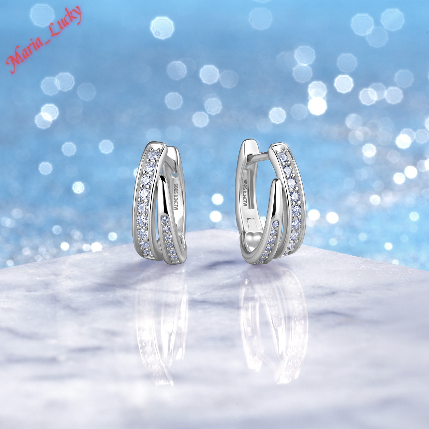 GRA Certified VVS Moissanite Double Layer Huggie Hoop Earrings 925 Sterling Silver Gold Plated Click Lock Hypoallergenic Dainty Ear Jewelry For Wome
