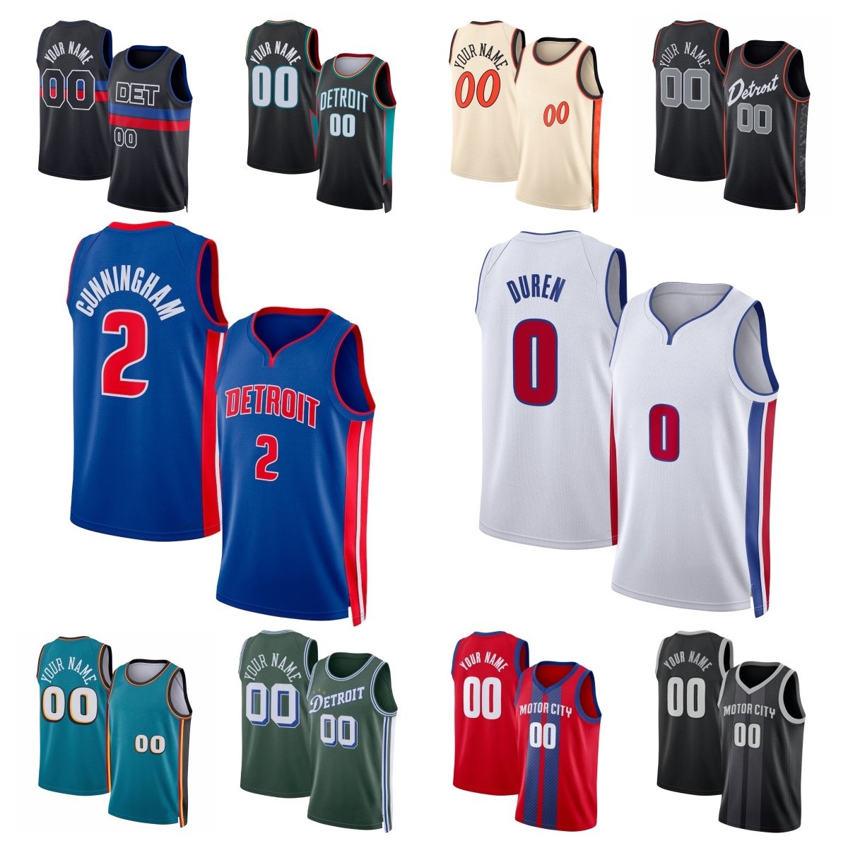 Ebuka Okorie Detroit Maillot de basket-ball Cade Cunningham Jalen Duren Tobias Harris Duncan Robinson Kevin Huerter Ausar Thompson Daniss Jenkins