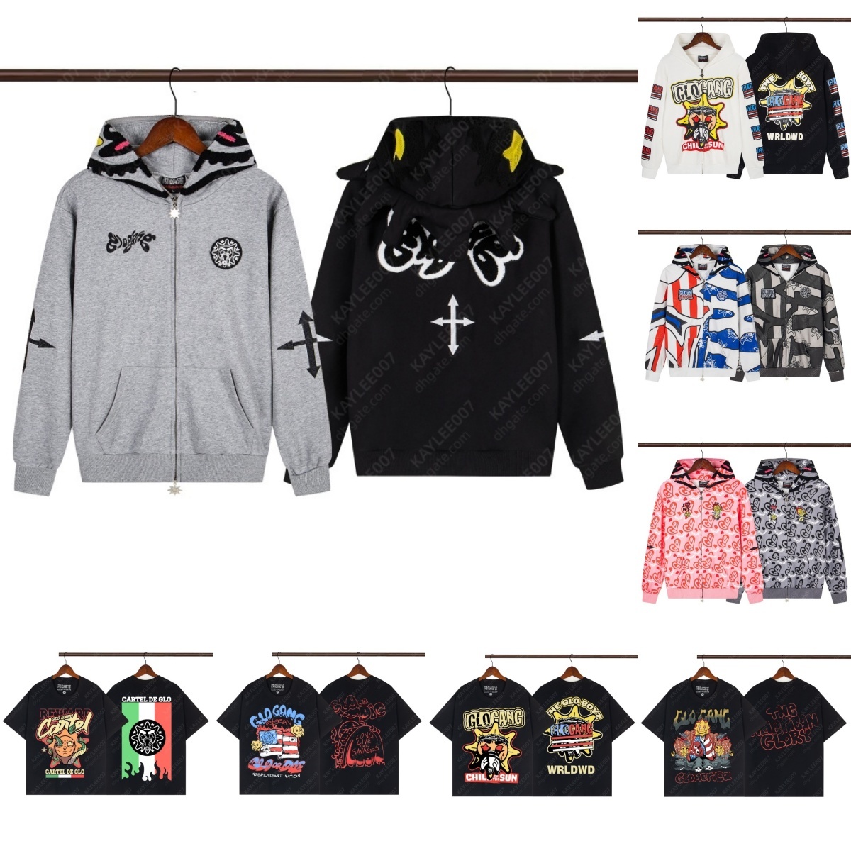 Glo Gang designer hoodie men womens zip up hoodie brand sweatshirt outdoor jogger Hoddies fashion tech fleece luxury pullover Popular summer mens-image-984579868