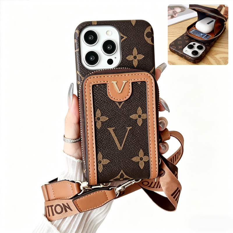 designer Phone Case Luxury Leather iPhone Case with Card Holder | Fits 17 Pro Max, 16 15 - 11, X - 8P, 15 Plus | Stylish Mobile Cover Accessories-image-971485382