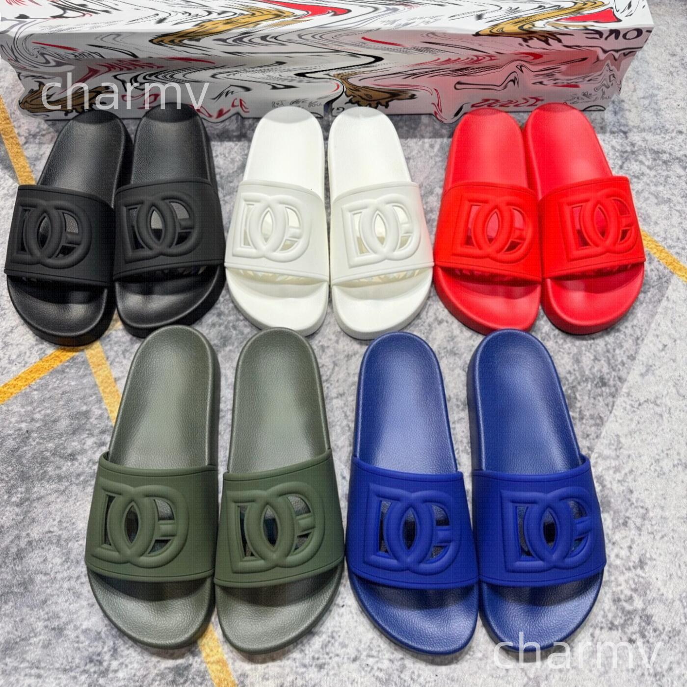designer D-G Interlocking Logo Rubber Slides Men Women Summer Beach Sandals Hollow Out Monogram Non Slip Shower Slippers Multi Color Casual Pool Sli