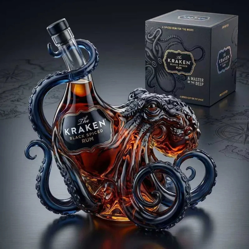 2026 New Luxury Designer Glass Bottle Sea Monster Octopus Rum Wine Decoration Bar Enthusiasts Art Collection Decanter Free Shipping