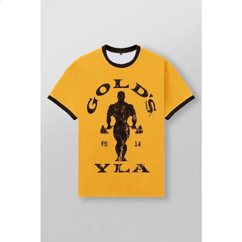 Golds Gym Vintage Style Workout T-Shirt Mens Bodybuilding Graphic Tee Wear Casual Short Sleeve Top for Fitness Enthusiasts 260627