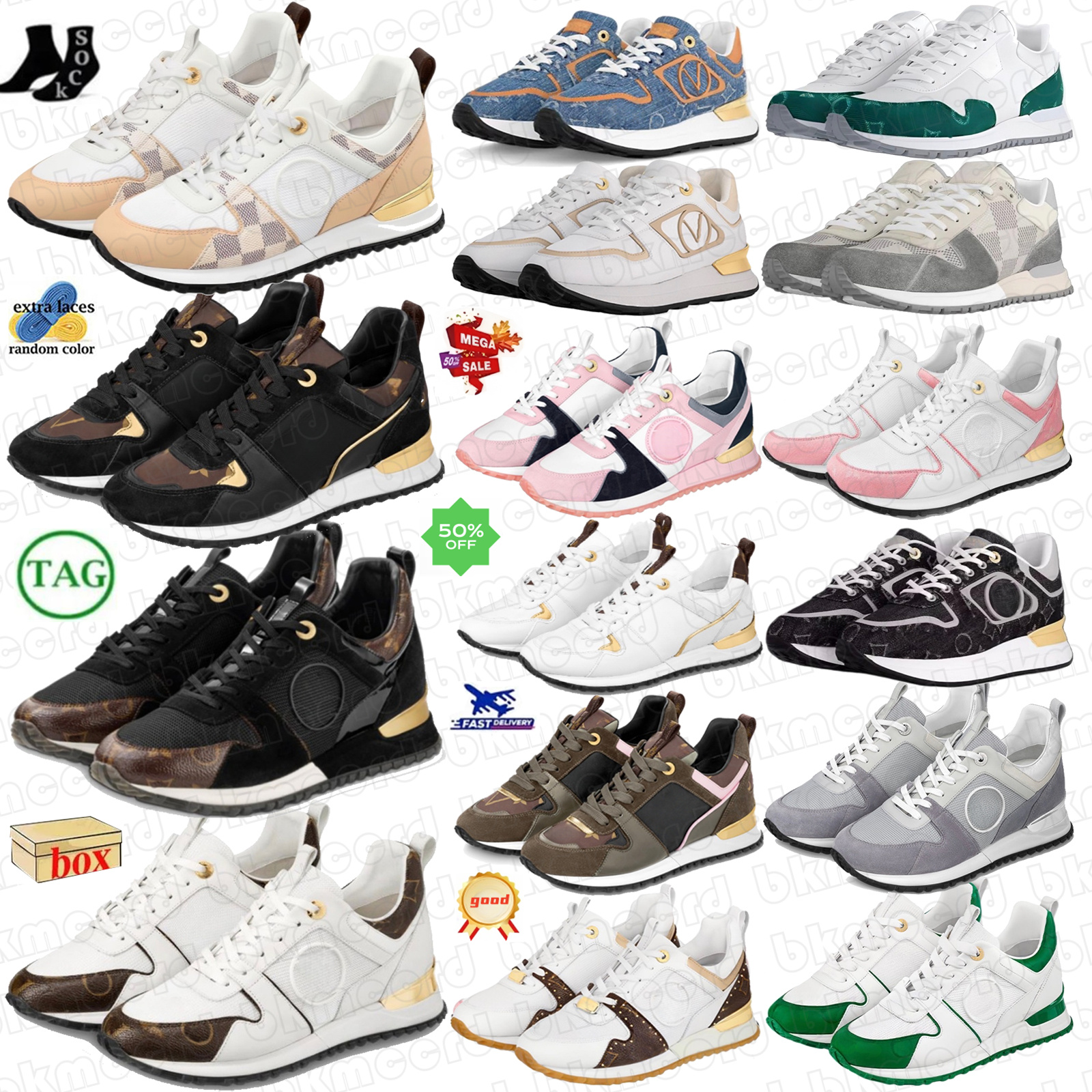 designer casual shoes Run Away Sneaker Triple Monogram Denim Black White Cream Damier Reverse Canvas Embossed Leather Black Green Orange Iridescent