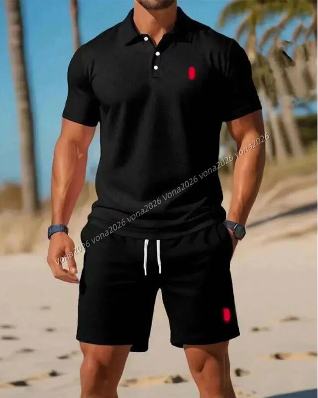 Designer Polo Men's Embroidered Two Piece Set Summer High-Quality Versatile Trendy Shirt & Shorts Casual Outfit Mens Tracksuits Sets Sports Jog