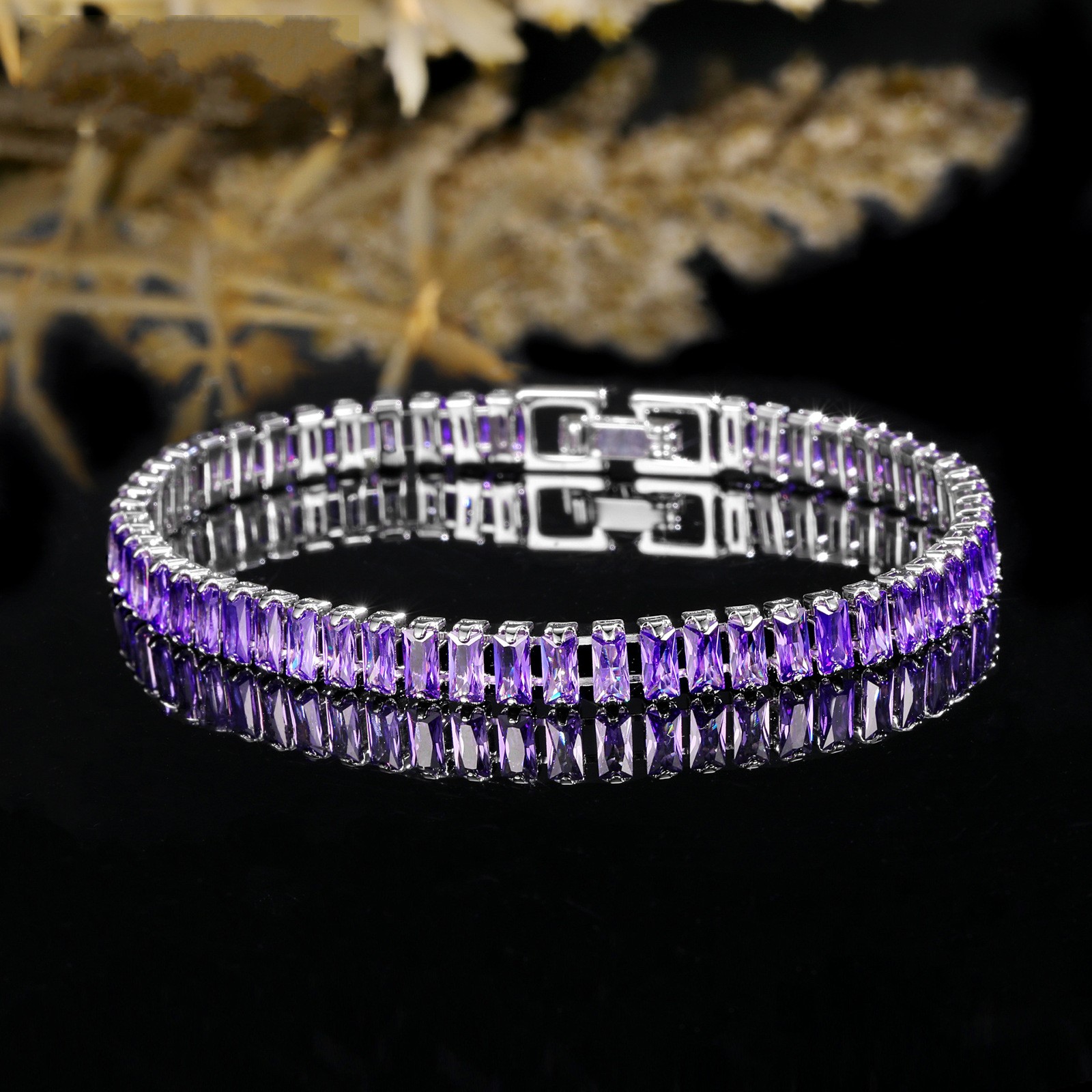 Choucong Handmade Wedding Bracelets Stunning Vintage Jewelry 14K White Gold Fill Princess Amethyst CZ Diamond Elegant Women Stackable Tennis Bangle