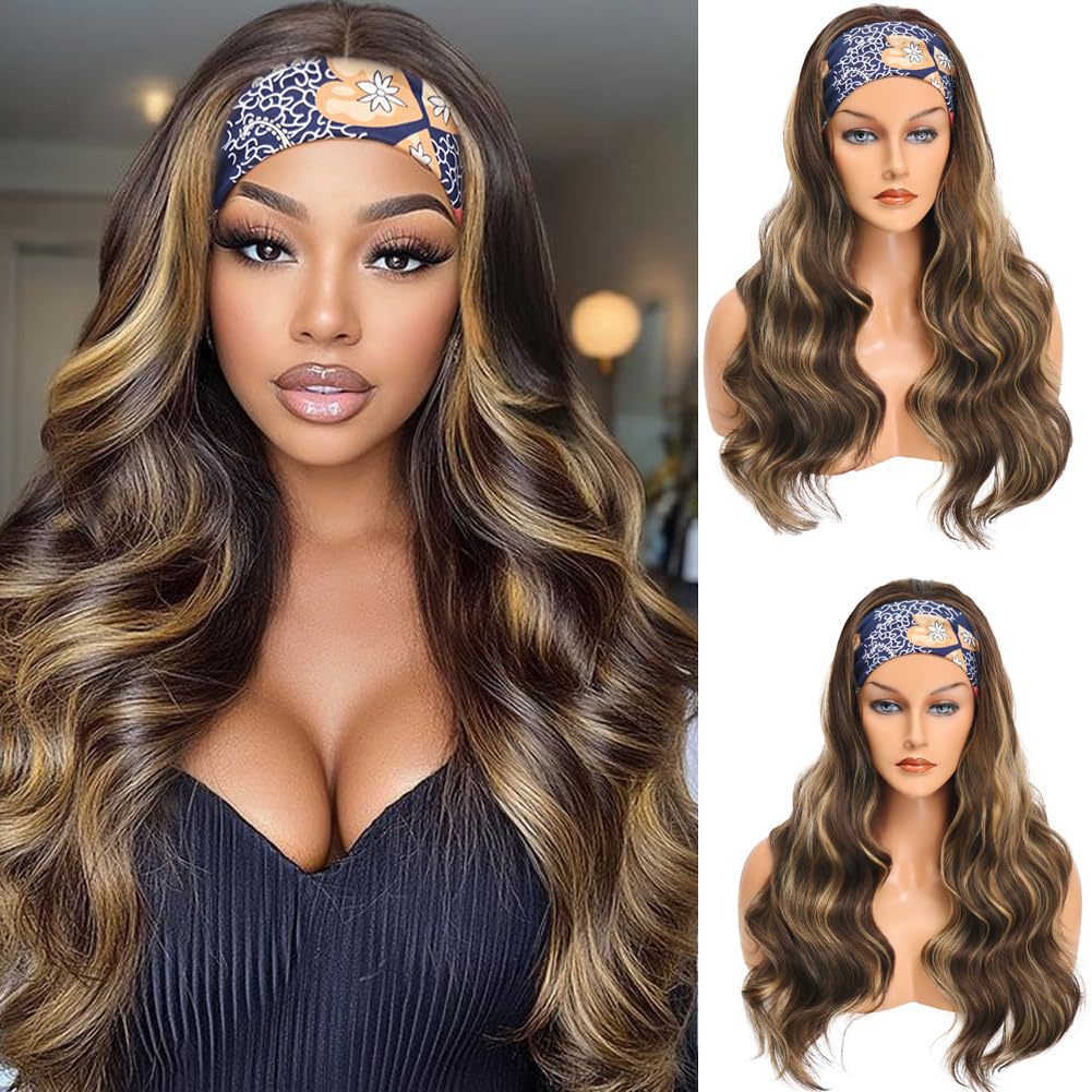 Été nouvelle vente chaude femmes africaines marron couleur mélangée grande vague cheveux longs bouclés couverture de bandeau