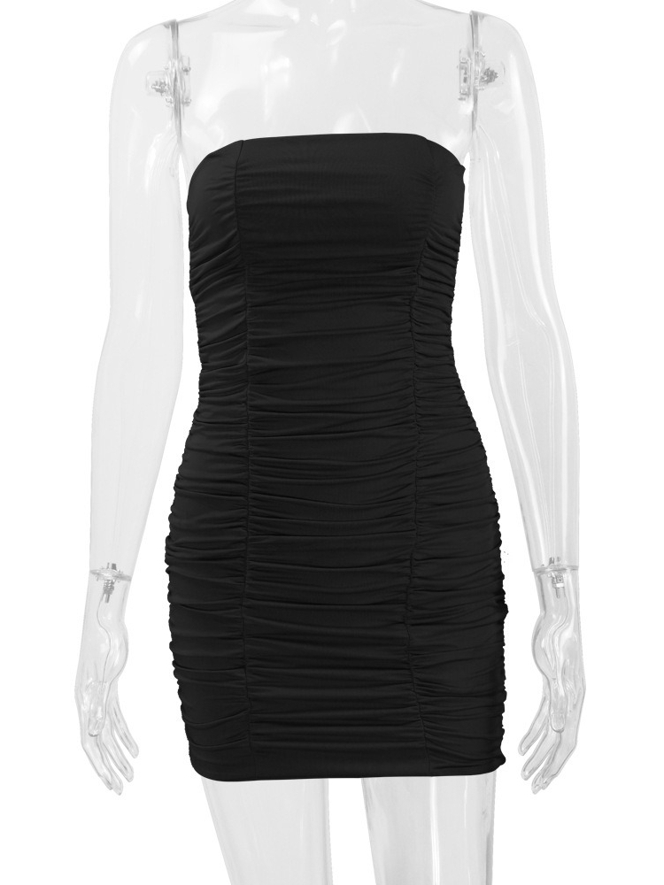 (365) Hot summer new women's clothing sexy tube top nightclub pleated hip-image-1112547662