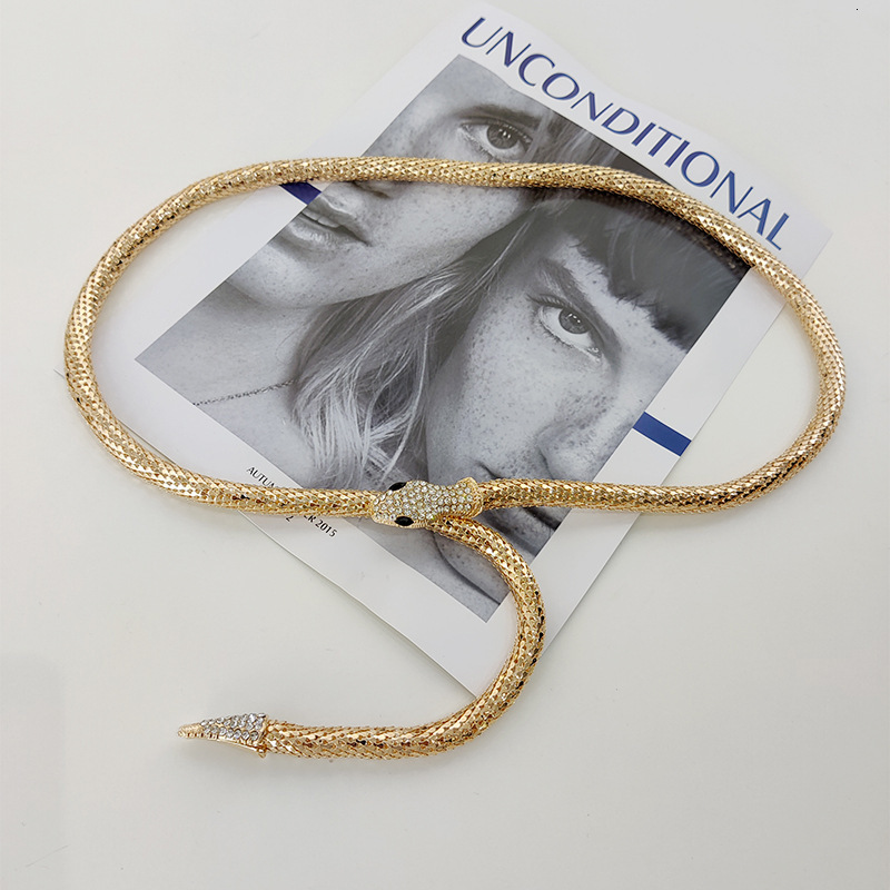 Designer New Autumn Winter Runway Style Brass Shaped Heavy Duty Snake Head Micro Elastic Belt And For Women High Quality Waist Chain
