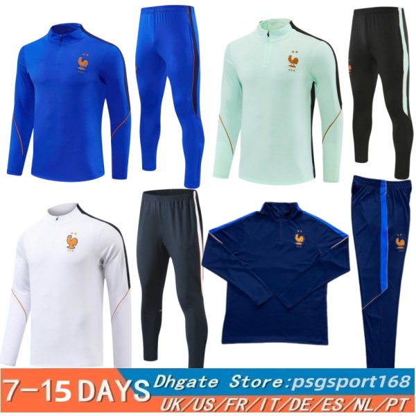 2026 2027 French tracksuit soccer jersey BENZEMA MBAPPE equipe de Full Sets kids Men 25/26/27 French Football training suit Half pull Long sleeve