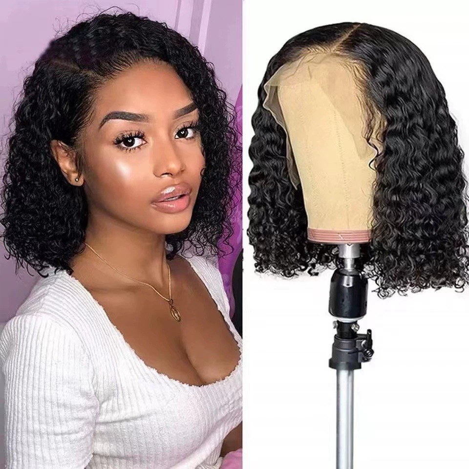2026 Été nouvelle vente chaude livraison gratuite femmes européennes et américaines avant dentelle synthétique casque noir mi fendu court cheveux