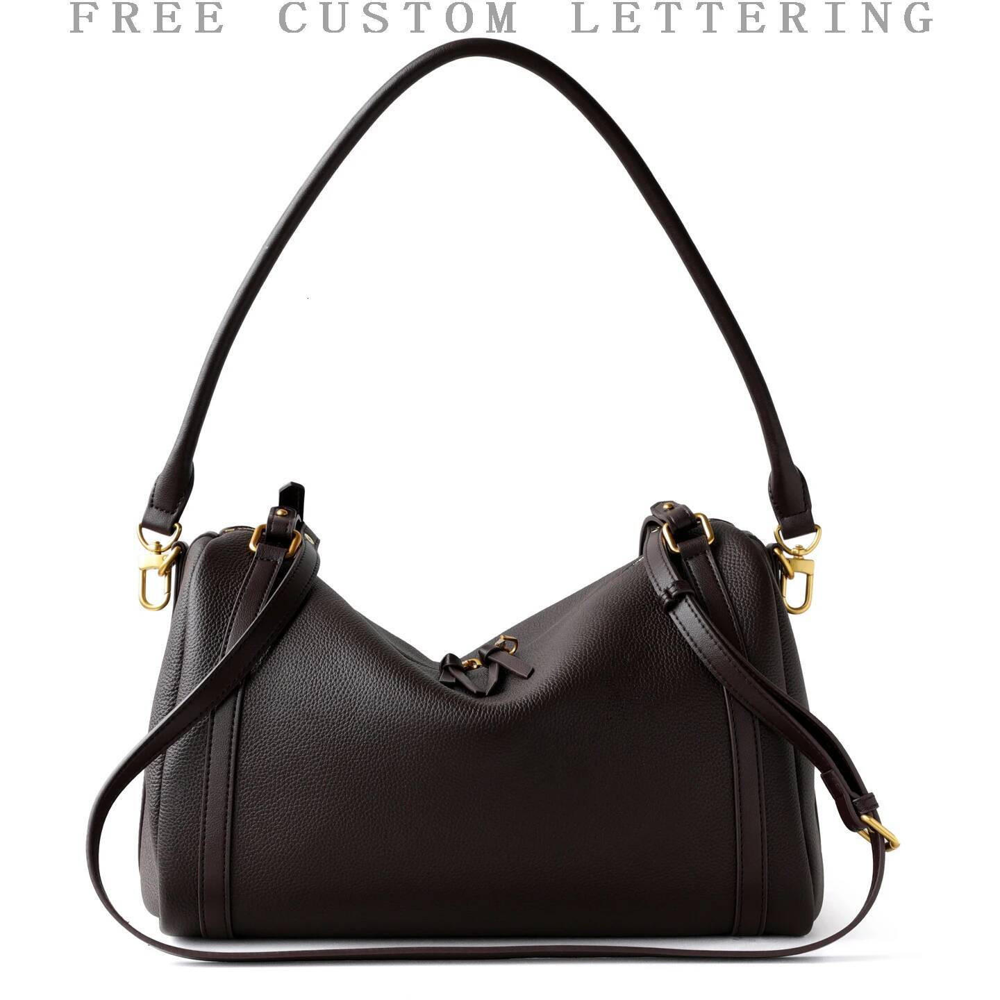 Designer Bag First Layer Cowhide Boston Pillow 2025 New Niche Design Large Capacity Vintage High-End Women's One-Shoulder Crossbody Bag