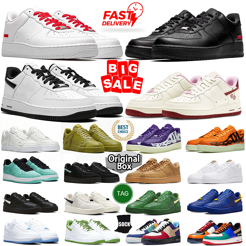 with box designer skate shoes mens womens 1 One Sneaker casual shoes classic black white blue yellow pink green grey beige Outdoor mens flat trainer