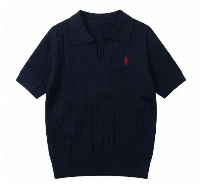 women's polo sweater new fashion letter jacquard pullover Luxury coat Crew Neck Loose Knit womens T Shirt designer brand short sleeve knitte-image-751187688