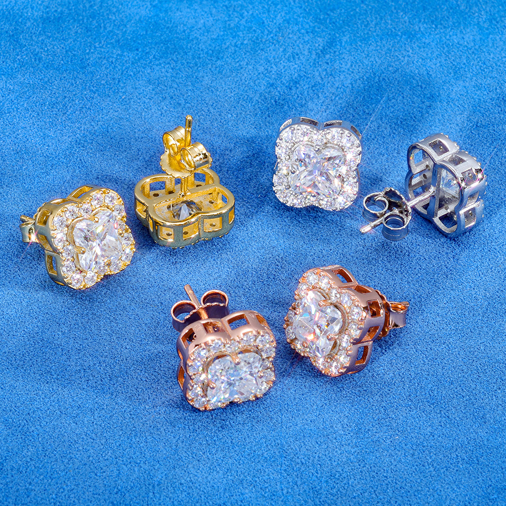 luxury jewelry women clover earrings diamond earring designer boucle doreille luxe orecchini lusso oorbellen goud ohrringe diamond moissanite ear-image-1112799629