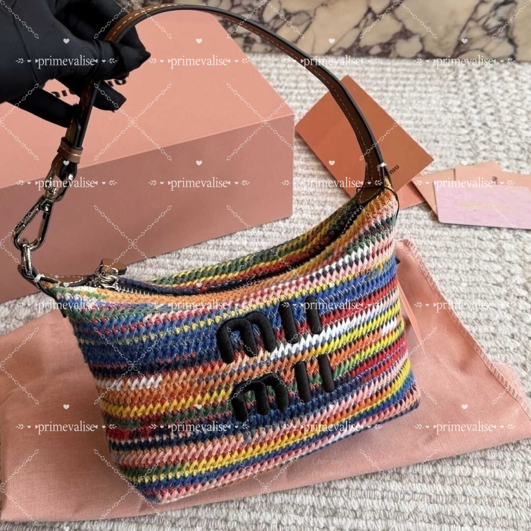 High quality Totes Designer Classics Rainbow Raffia Woven Tote Bag Crossbody Weave Beach Bag Summer School Handbag Beach Travel Handbag shoulder bag
