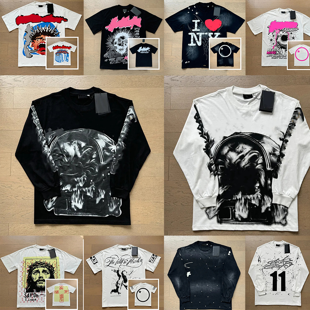 long sleeve Designer T Shirt Mens Oversized printing Fashion High Street clothes Vintage Round neck clothing Mens Womens Casual Loose graphic tShirt